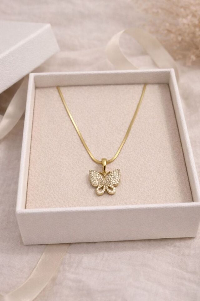 KadınXuping Gold Zirkon Taşlı Zarif Kelebek Kolye